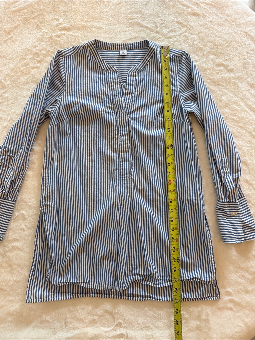 Old Navy Blue and White Striped Button-Down Tunic